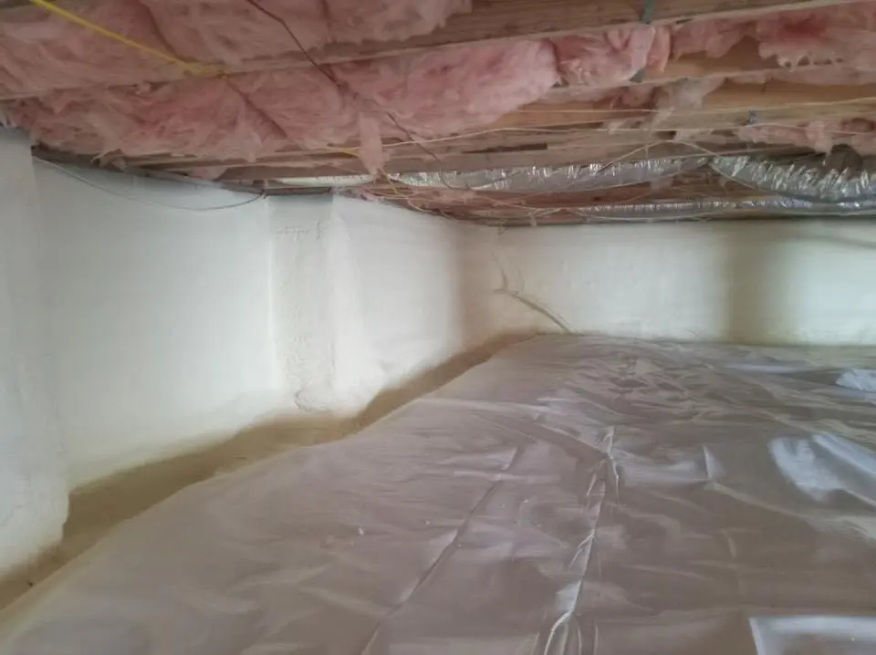 Crawl space encapsulation with closed-cell spray foam for Commercial Roof Restoration in Grandwood Park